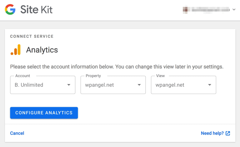 choose analytics account